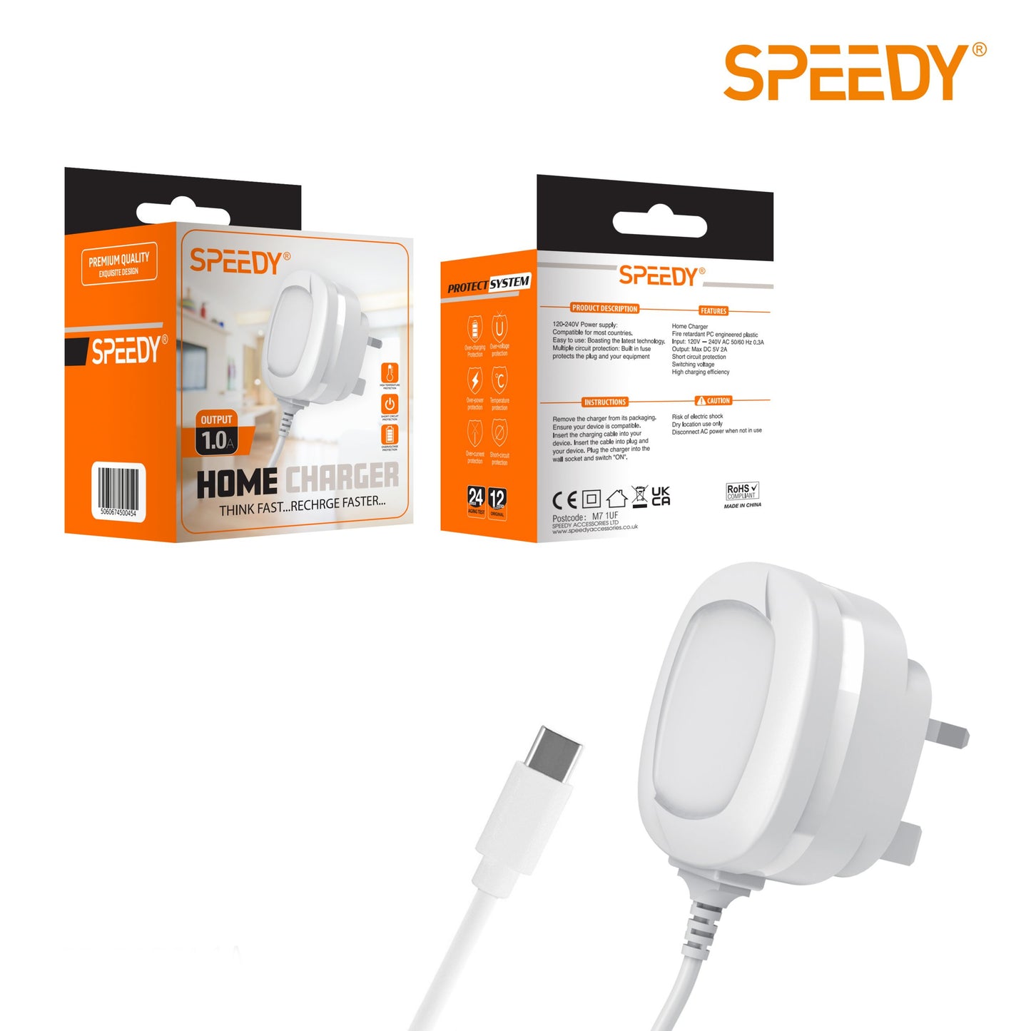 High-Quality 2A Super Fast Charging Type-C Charger Compatible with all Android