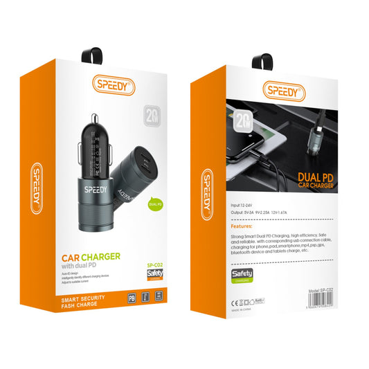 Fast Charging Dual Port Type-C Car Charger Adapter For iPhone, Samsung