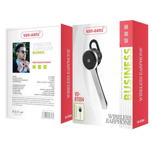 Ven Dens Bluetooth Handsfree Wireless Business Earphones (VD-BT004)