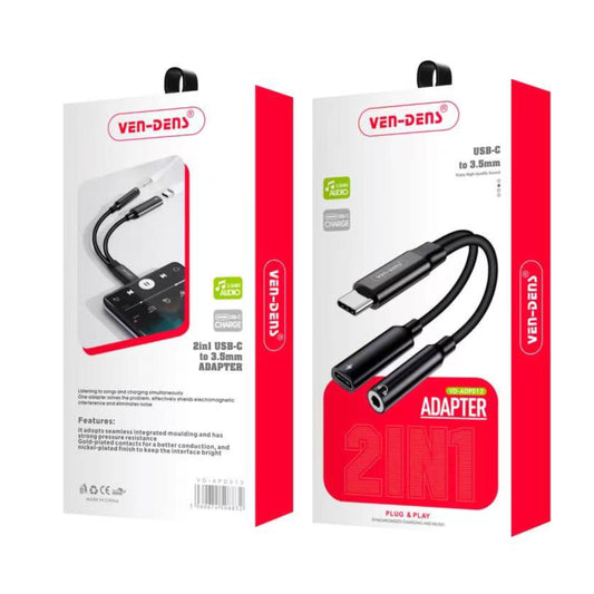 2 in 1 Type-C to 3.5 mm Headphone AUX Audio Jack and Charger High-Speed Adapter