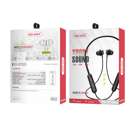 Ven Dens Wireless Magnetic Sports Sound Neck Headset (VD-BT005)