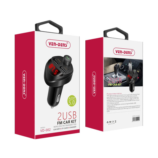 Wireless Fast Car Charger with FM Transmitter and Dual USB port for phones