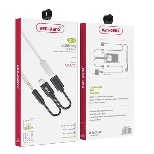 3 in 1 Lightnning to 3.5mm AUX Audio Jack & Fast Charging Adapter for iPhone