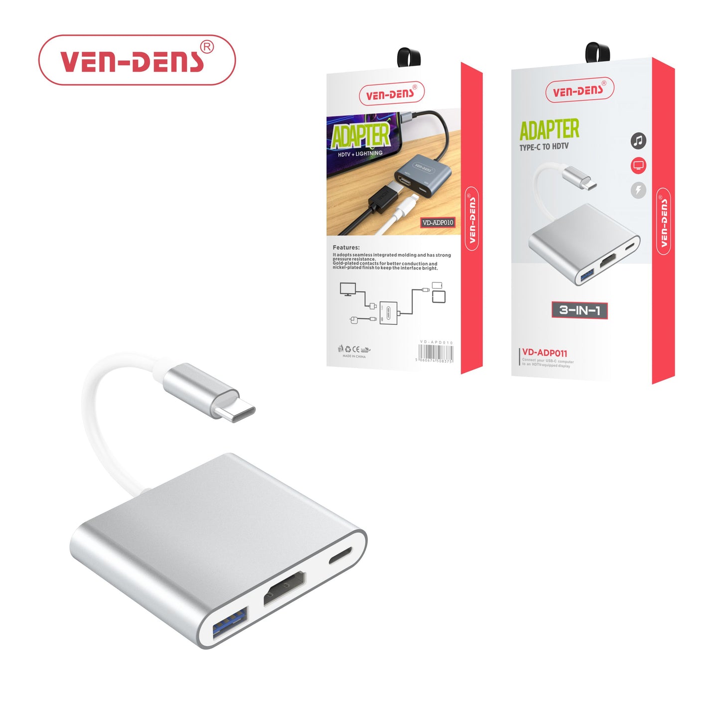 3 in 1 Type-C to HDMI USB Hub Adapter Cable For MacBook, Samsung, iPhone