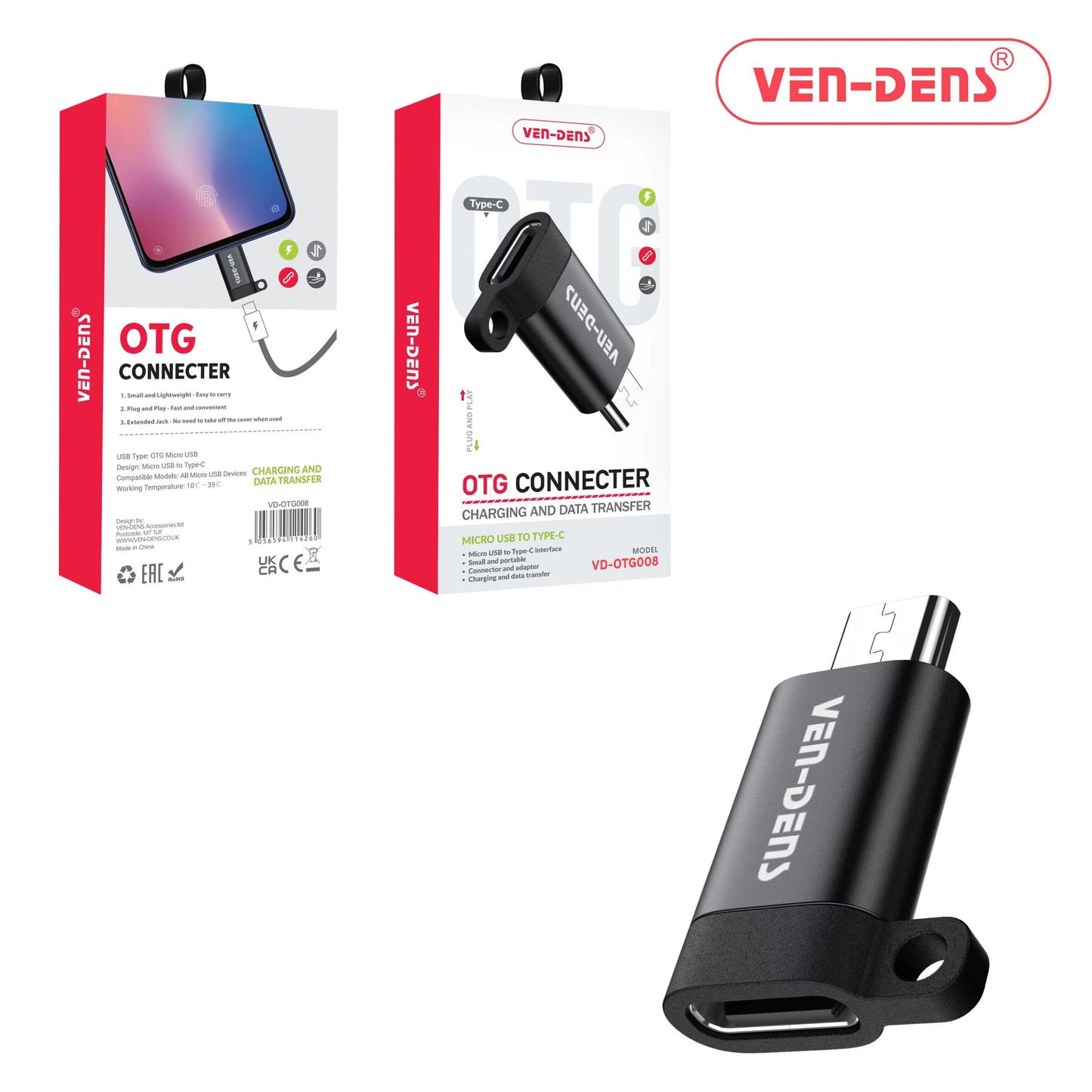 Micro Male to Type-C Female OTG Connector for Fast Charging and playing Games