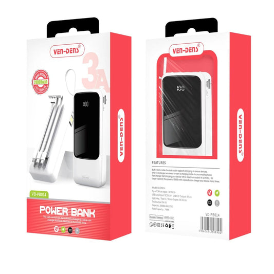 Fast Charging Portable Power Bank 20000mAh 3 Type of Charging Cable for Mobiles - Virk Tech Solutions