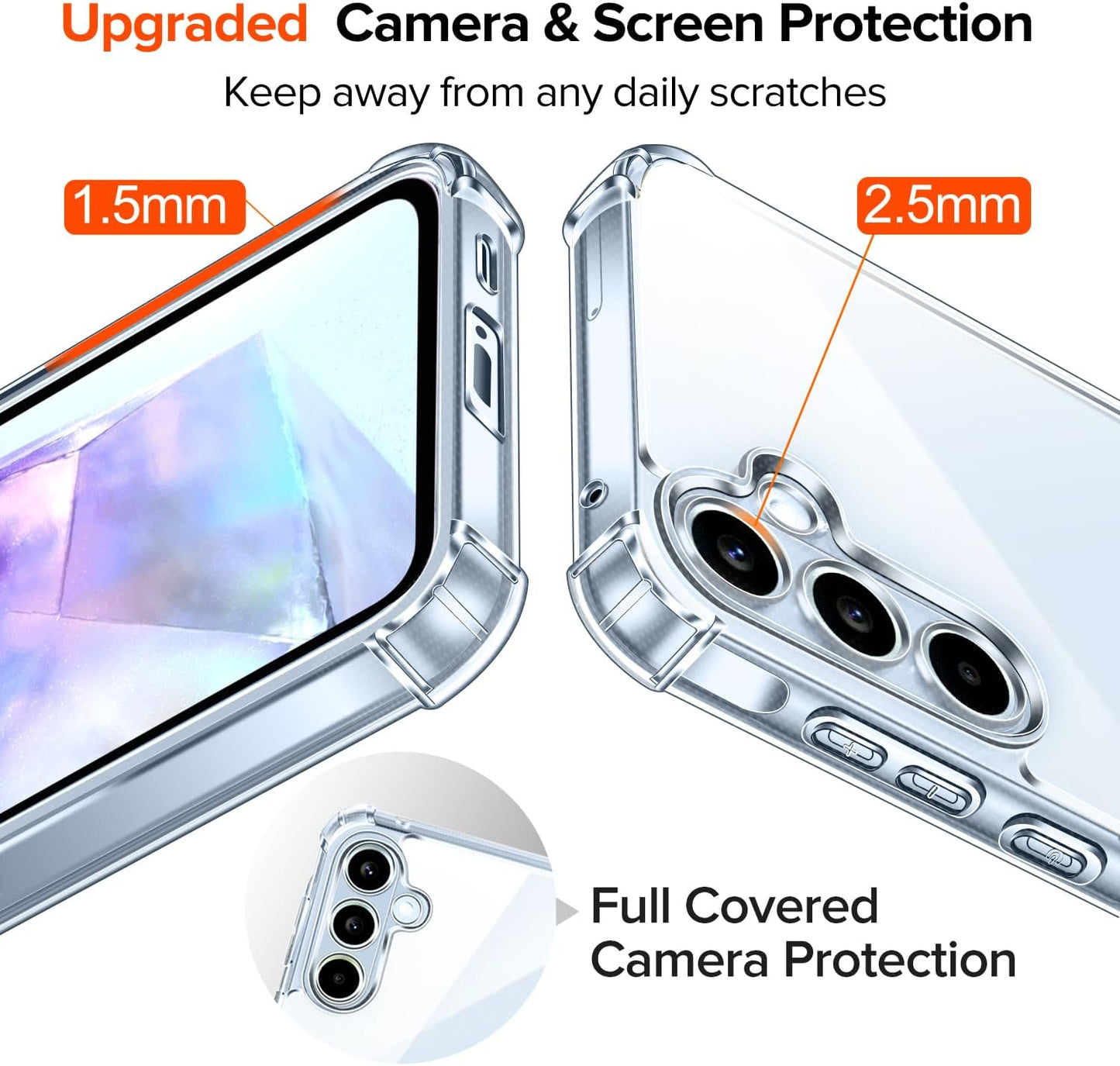 Anti-Shock Clear Hard Case Heavy Duty Cover Samsung A55 A35 A25 A15 5G A05 A05s