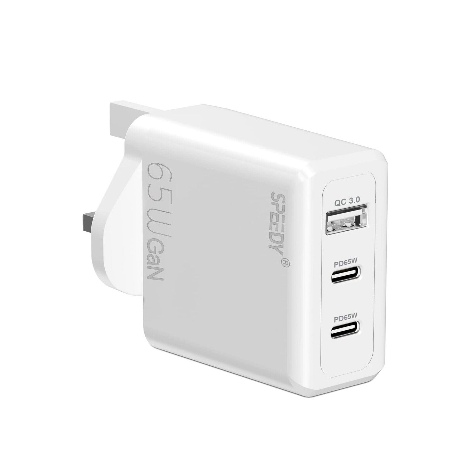 65W USB & Type-C 3-in-1 Portable Fast Wall Charger for iPhone, MacBook, Samsung