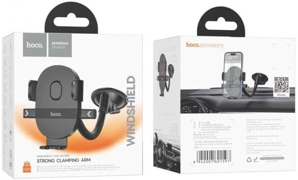 Universal 360 Rotatable Windshield Car Phone Holder with Strong Clamping Arm