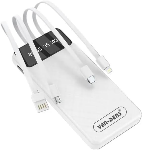 Portable Fast Charging Power Bank 10000mAH 4 Bulletin Cables for iPhone, Samsung