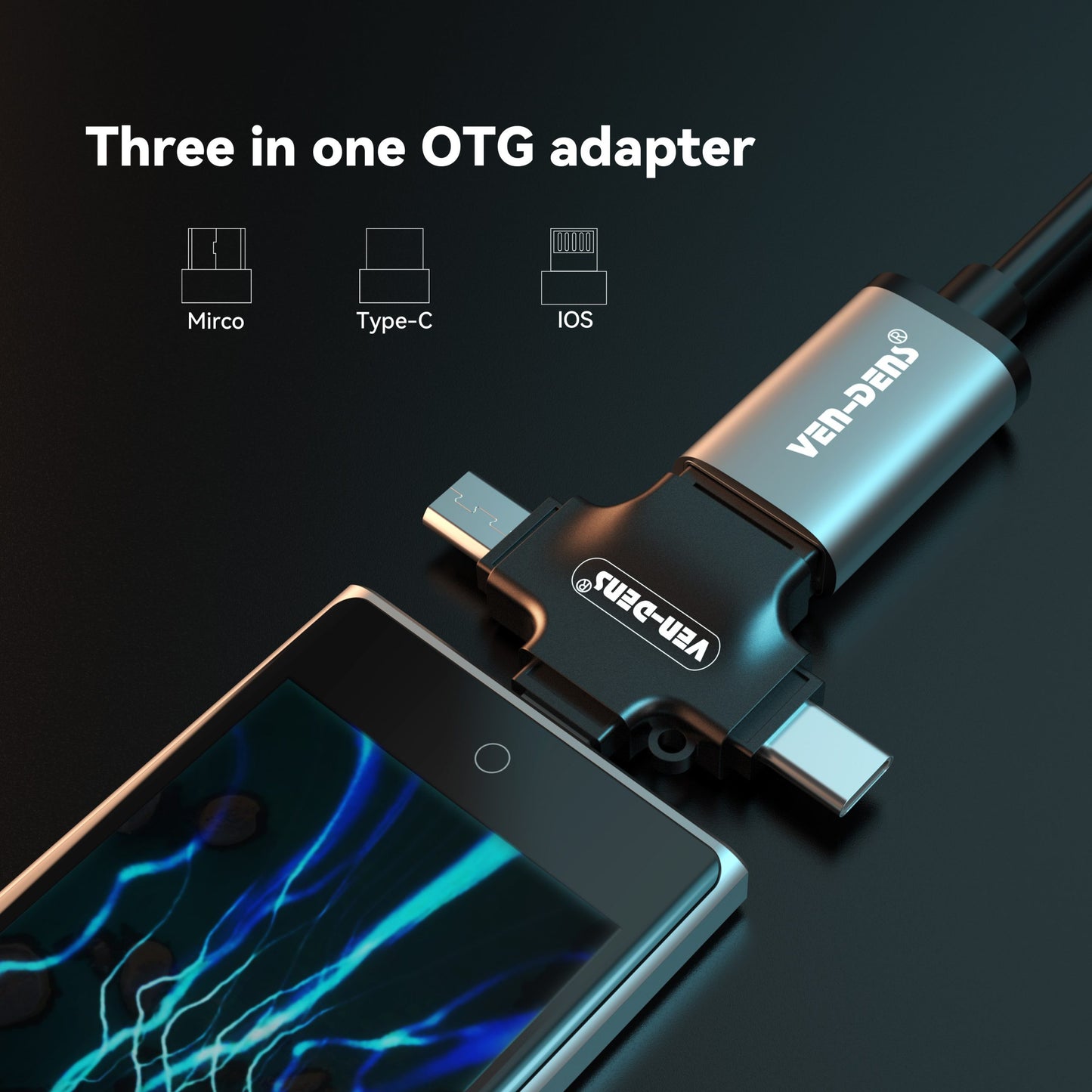 4 in 1 USB OTG To USB 2.0 Adapter High-Speed TF Card Reader for iPhone, Samsung