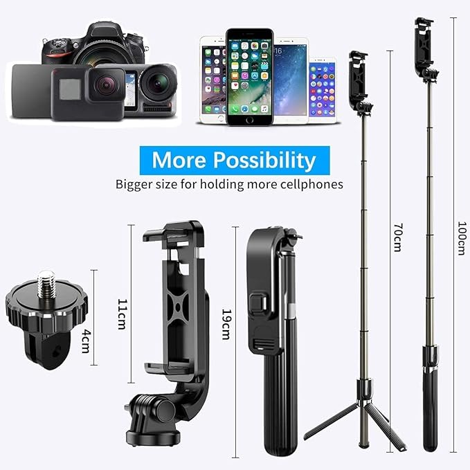 Selfie Stick Anti-Shake Tripod Extendable Adjustable for Photos & Live Streaming