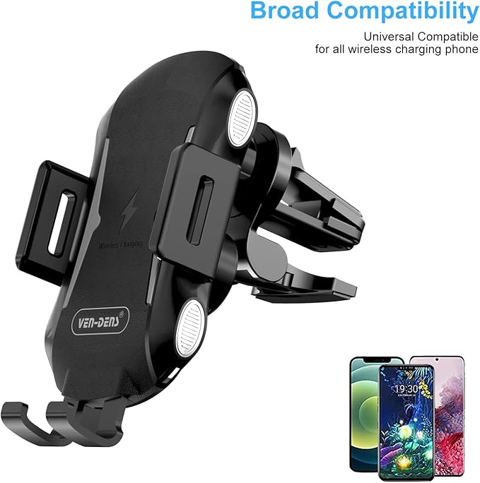 Wireless Automatic Fast Car Charger with Clamping Holder for iPhone, Samsung