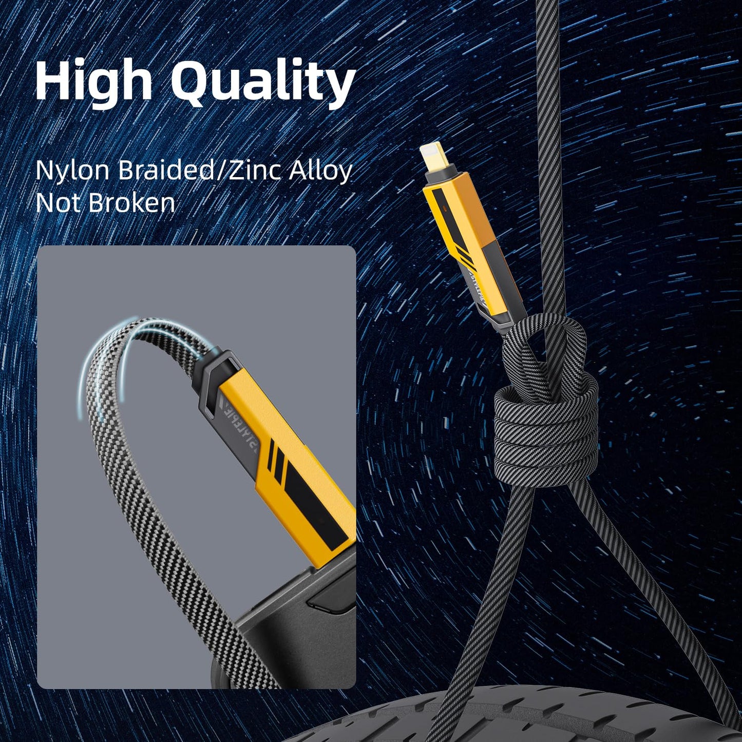 4 in 1 Gold Plated Heavy-Duty 65W Super Fast Charging Cable for all Phones