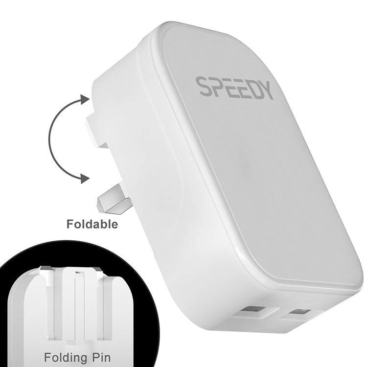 SPEEDY Travel Charger with Dual USB & Foldable Adapter for iPhone, Samsung