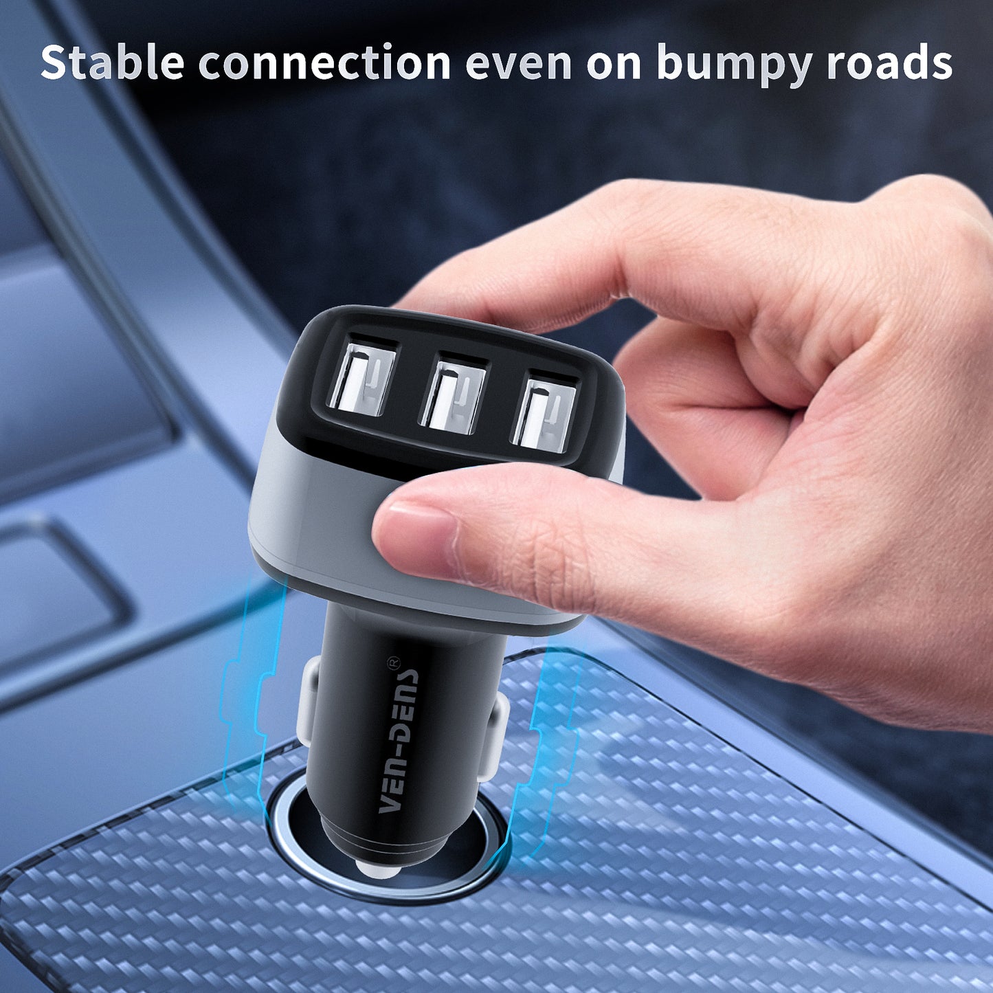 USB 3 ports Car Charger for Fast Charging Compatible with 3 Devices at a Time