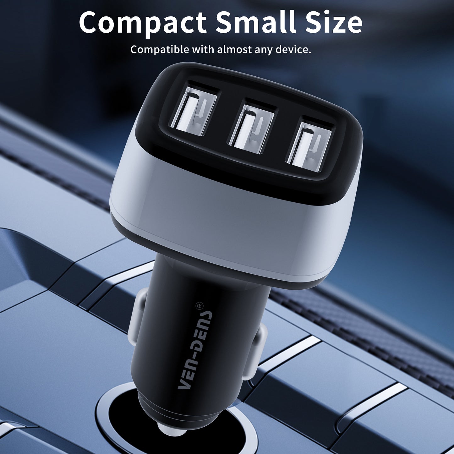 USB 3 ports Car Charger for Fast Charging Compatible with 3 Devices at a Time