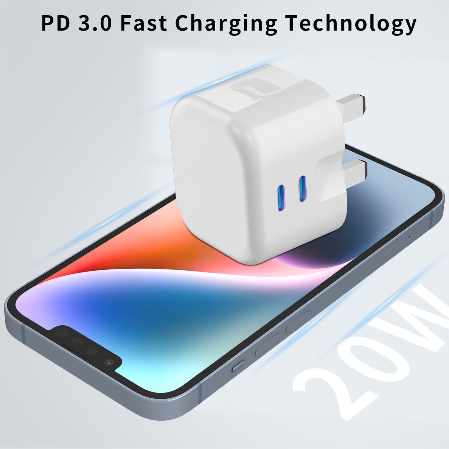 20W Fast Charging Plug with Dual Port PD Power Adapter Type-C for iPhone,Samsung