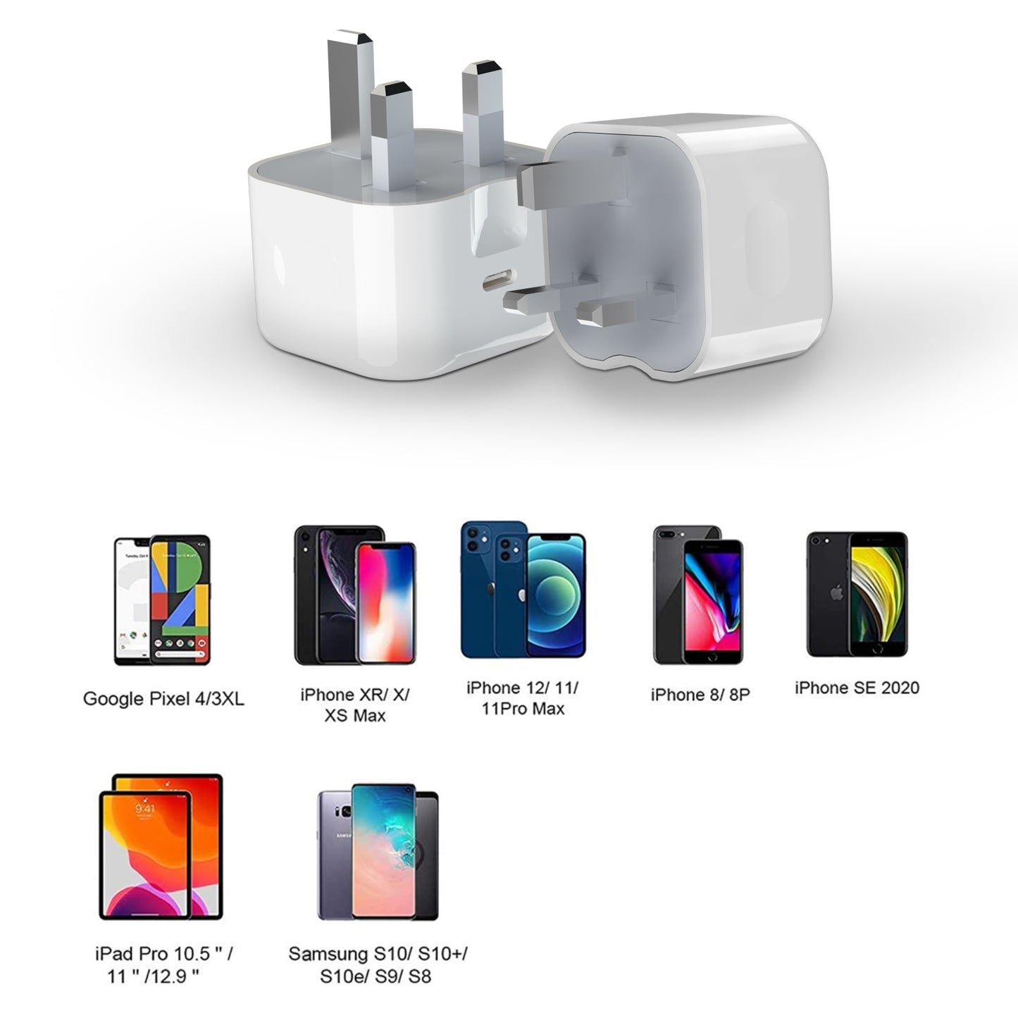 Fast Charging 20W Power Adapter with Single Type-C Port for iPhone, Samsung