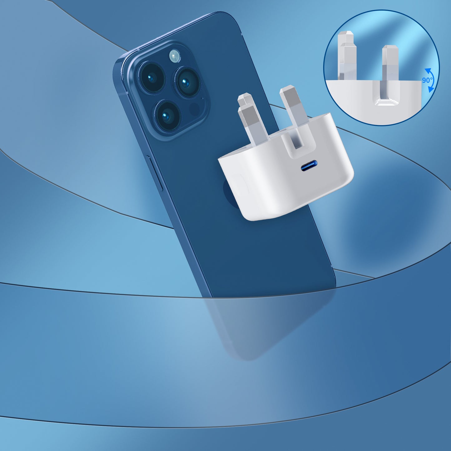 Super Fast Charging 20W USB Type-C Folding Plug Adapter for iPhone, Samsung