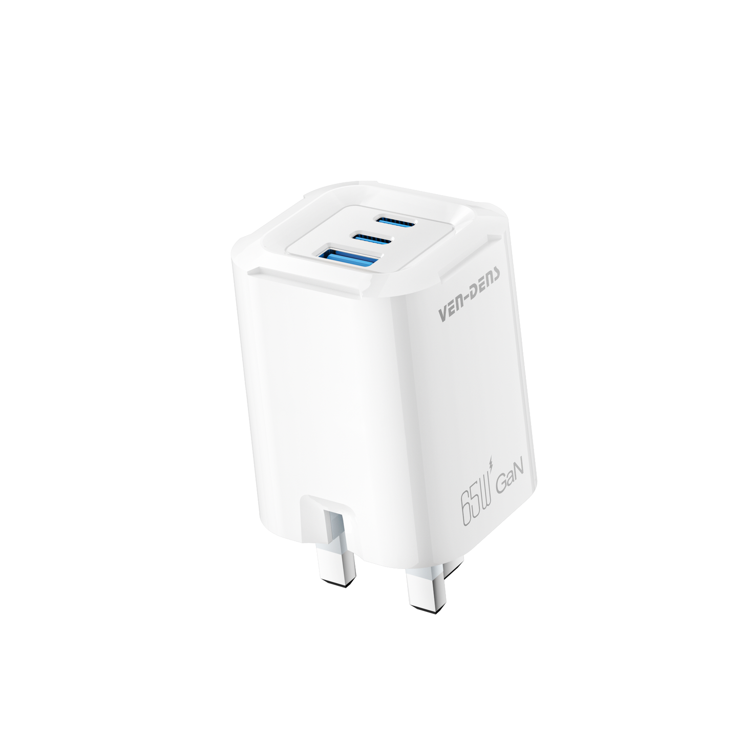 Ven Dens 65W GaN Charger USB & Type-C 3 in 1 Multi Port Charger Folding Plug (SP-TC83AG)