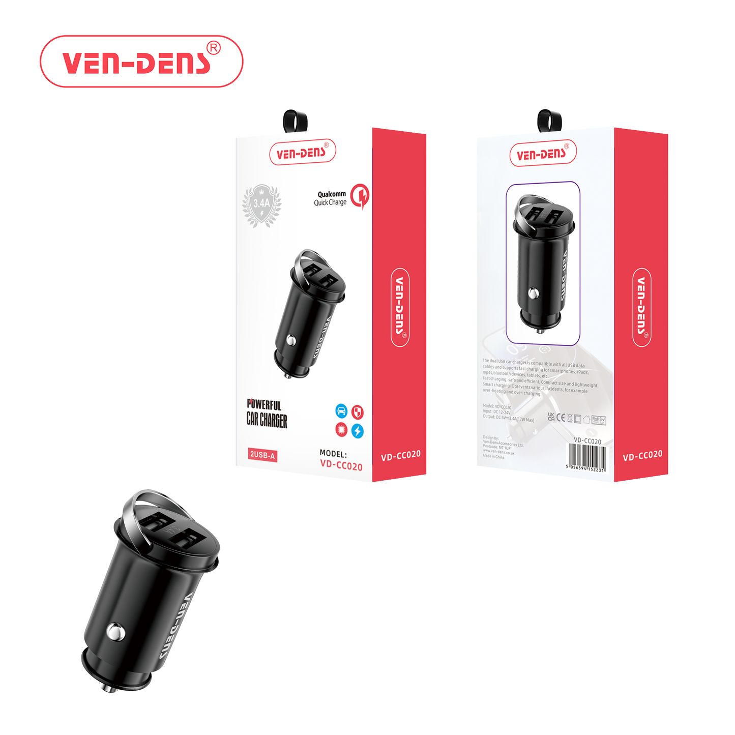 3.4A Dual USB Fast Charging Car Charger Compatible with all Phones