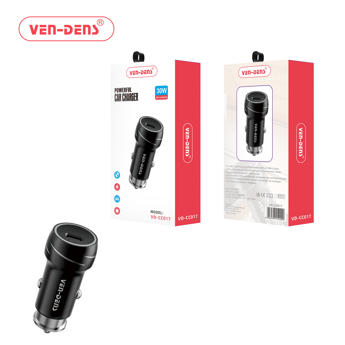 Ven Dense 30w dual port powerful car charger (VD-CC017)