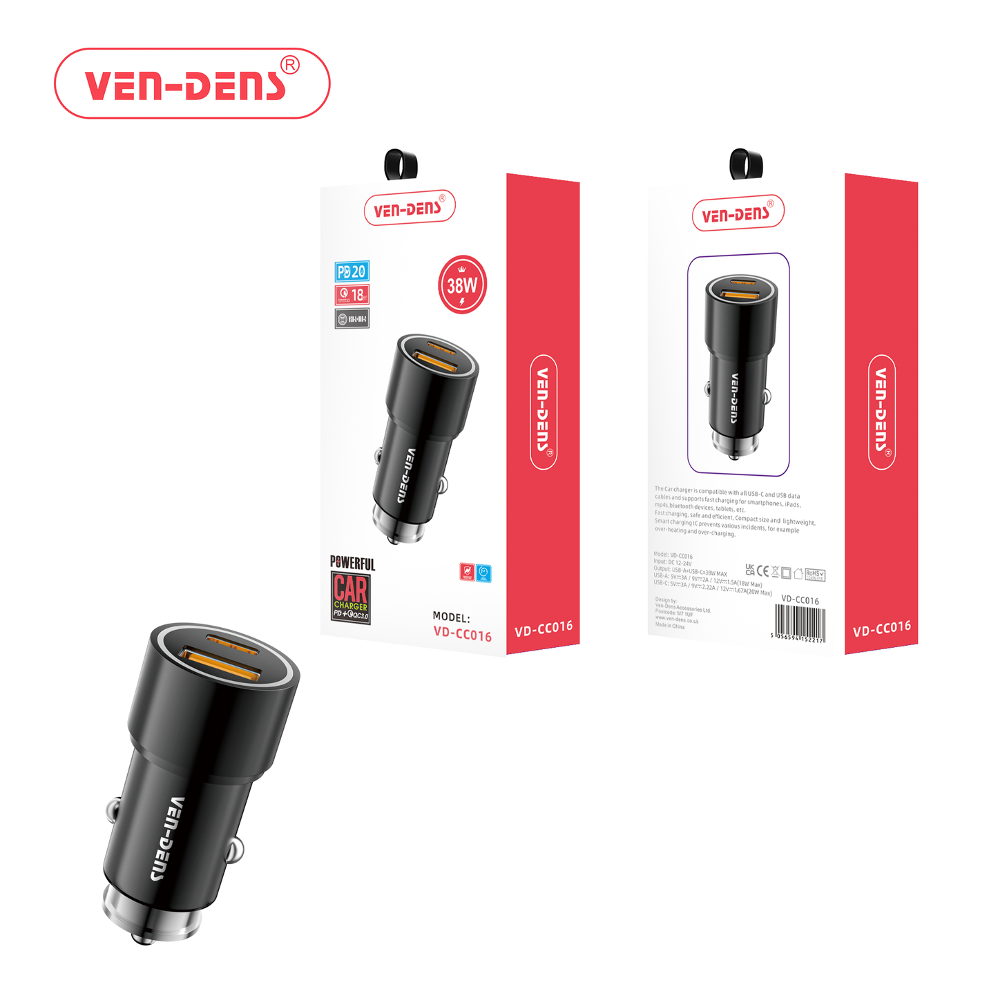 38W Dual Port Fast Charging Car Charger Compatible with all Phones