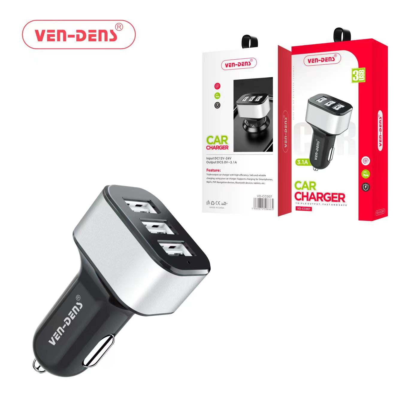 48W 3 ports USB Fast Charging Car Charger Compatible with 3 Phones at a Time