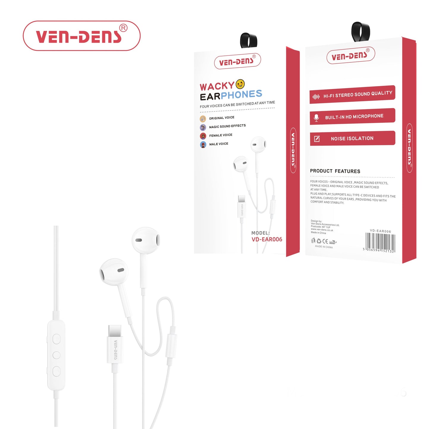 Type-C 4 Voice Changer Portable High-Quality Earphones For Mobile Phones