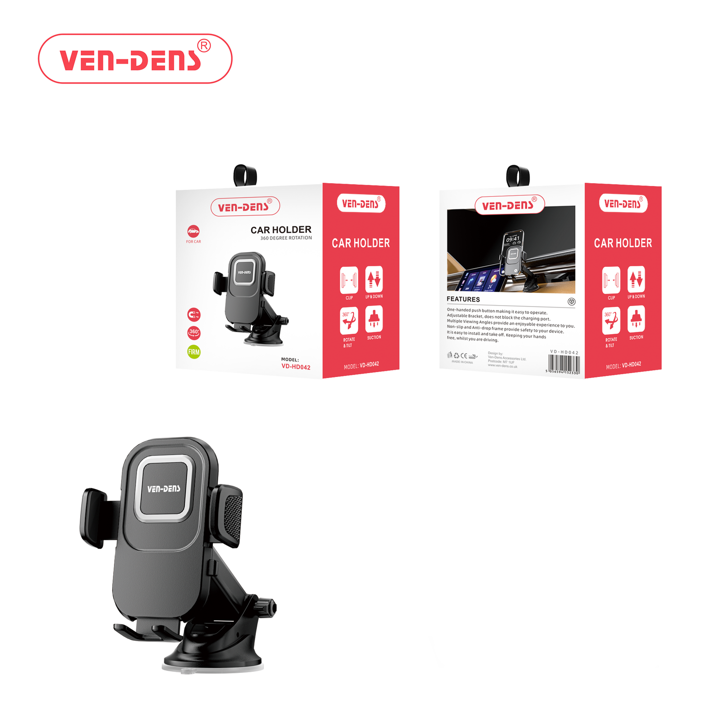 Universal Car Phone Holder Mount Mobile Dashboard Suction 360 Adjustable