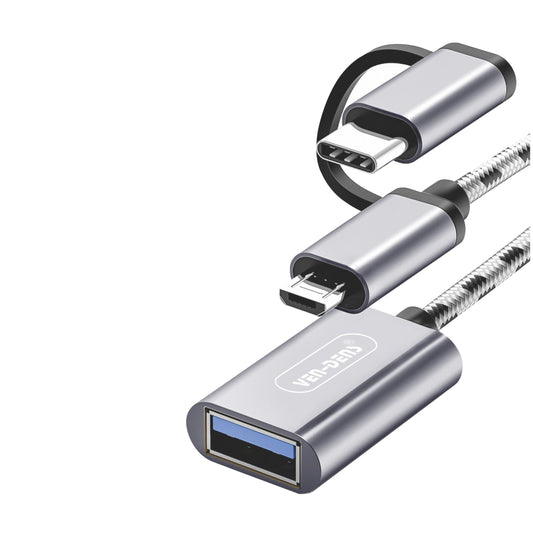 USB-C to Micro USB Connector 2 in 1 OTG for Transfer Data from iPhone, Samsung