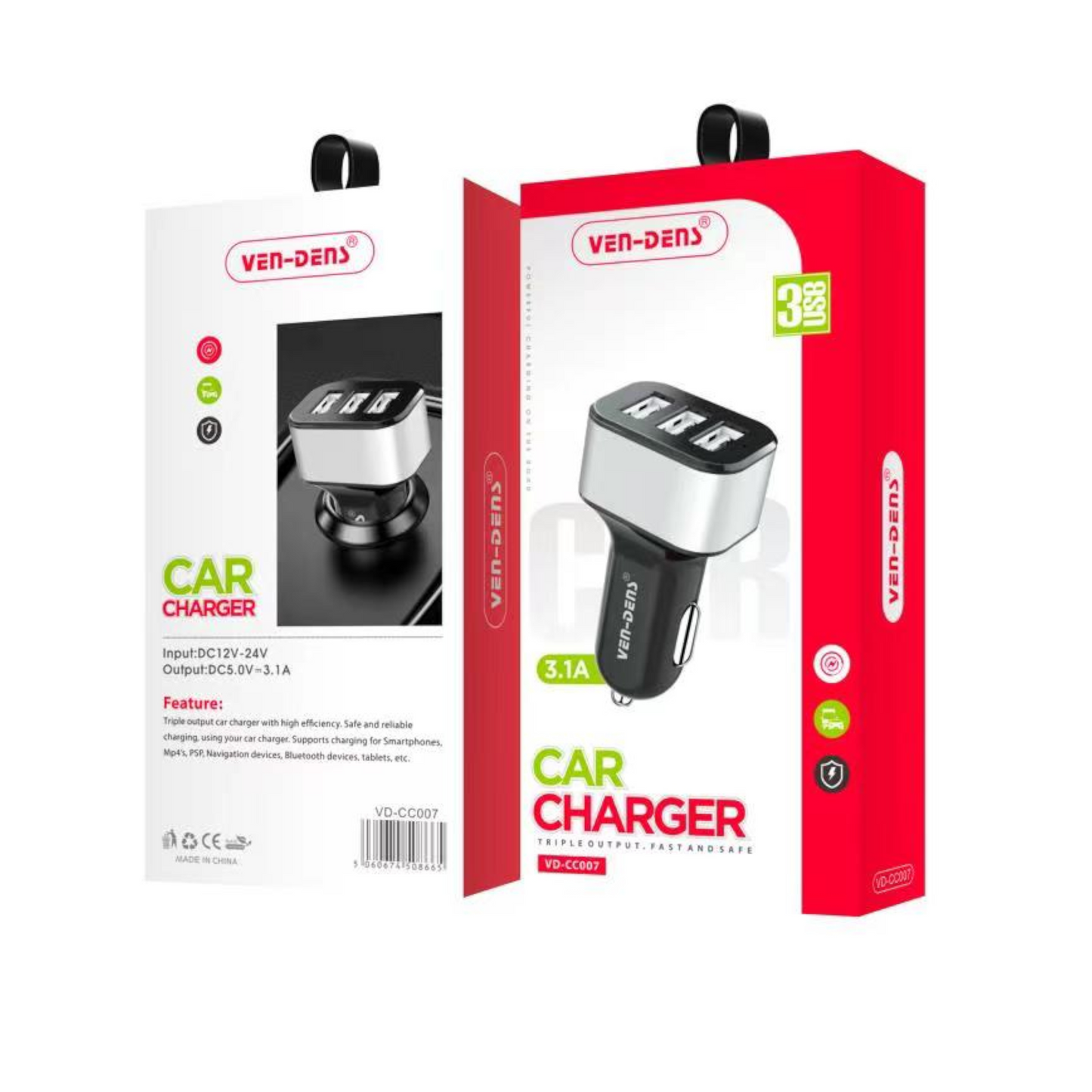 USB 3 ports Car Charger for Fast Charging Compatible with 3 Devices at a Time