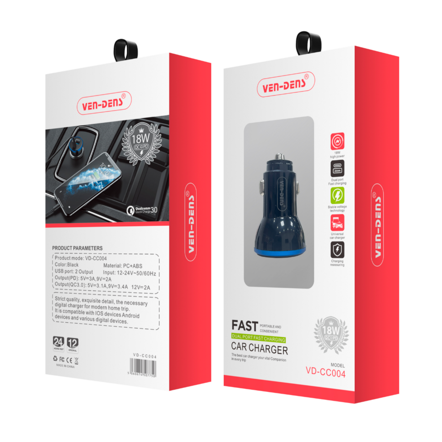 Ven Dens Car Charger Dual Port (VD-CC004)