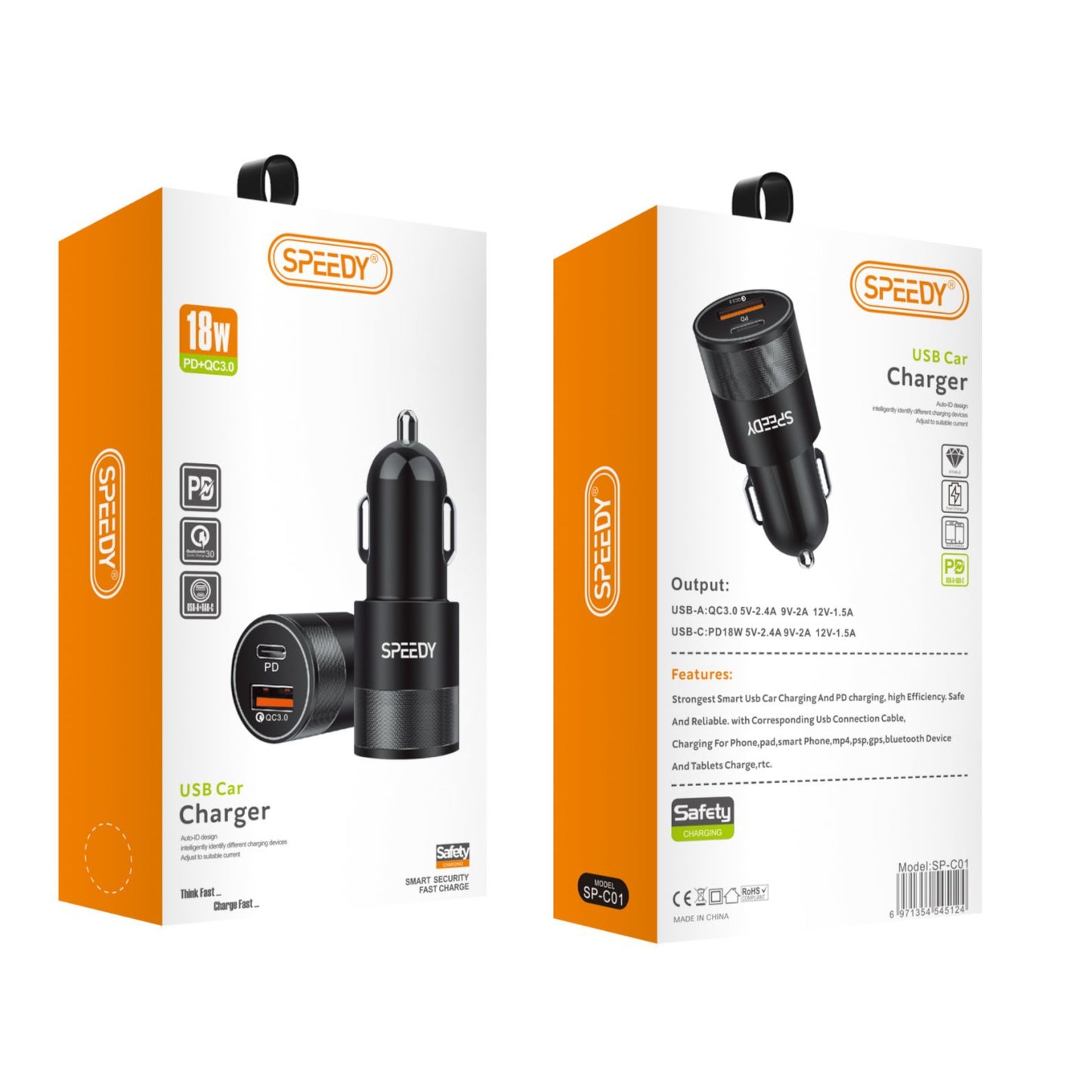 SPEEDY PD+QC3.0 USB Car Charger (SP-C01)