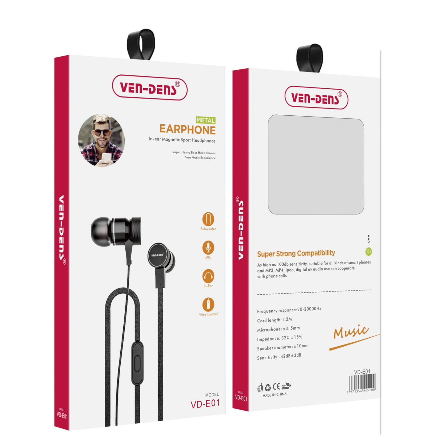 Ven Dens Metal Earphone Sport headphones (VD-EAR003)