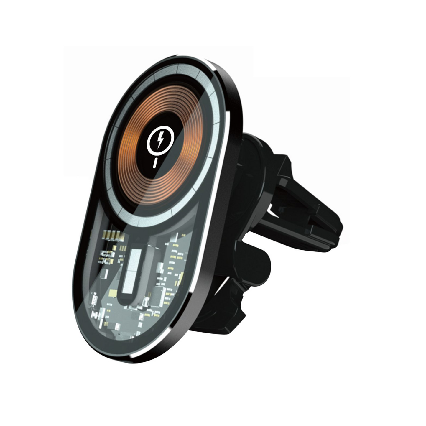 15W Fast Wireless Car Charger with Transparent Magnetic Holder For iPhone, Samsung