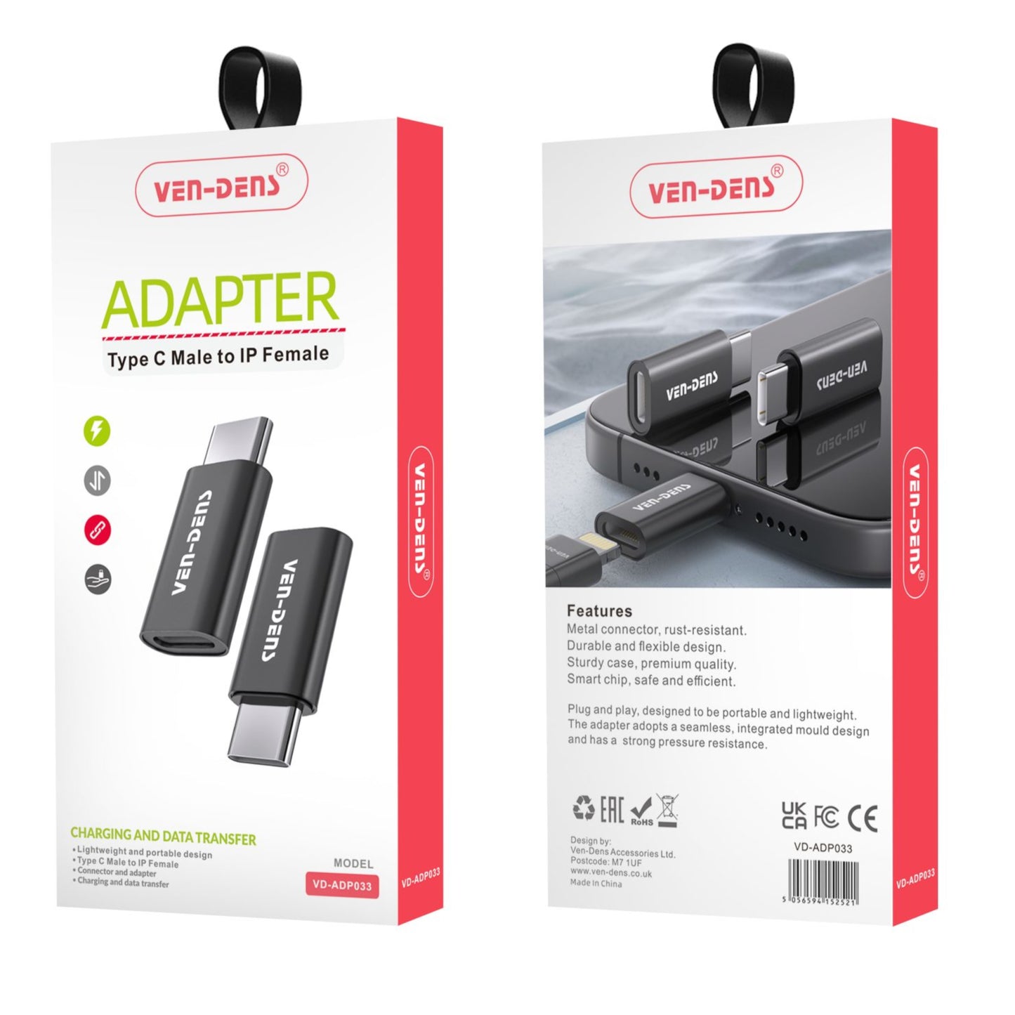 Type-C Male to Type-C Female Converter Portable Adapter for Play and Charge