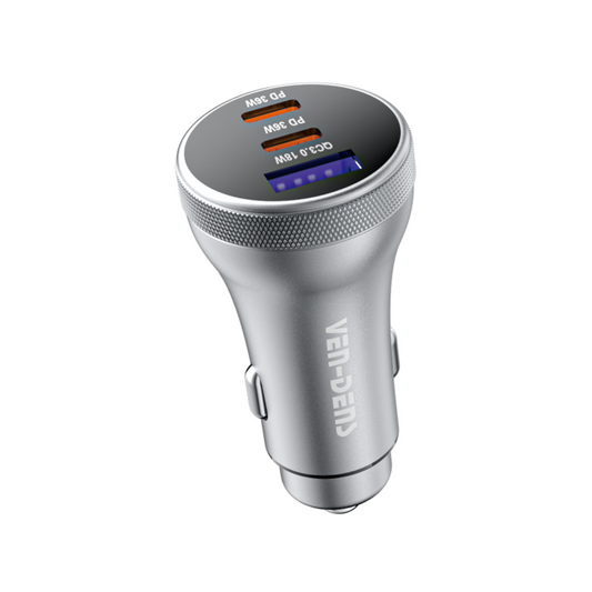 90W Fast Car Charger with Type-C and 2 USB Ports Portable for iPhone, Samsung