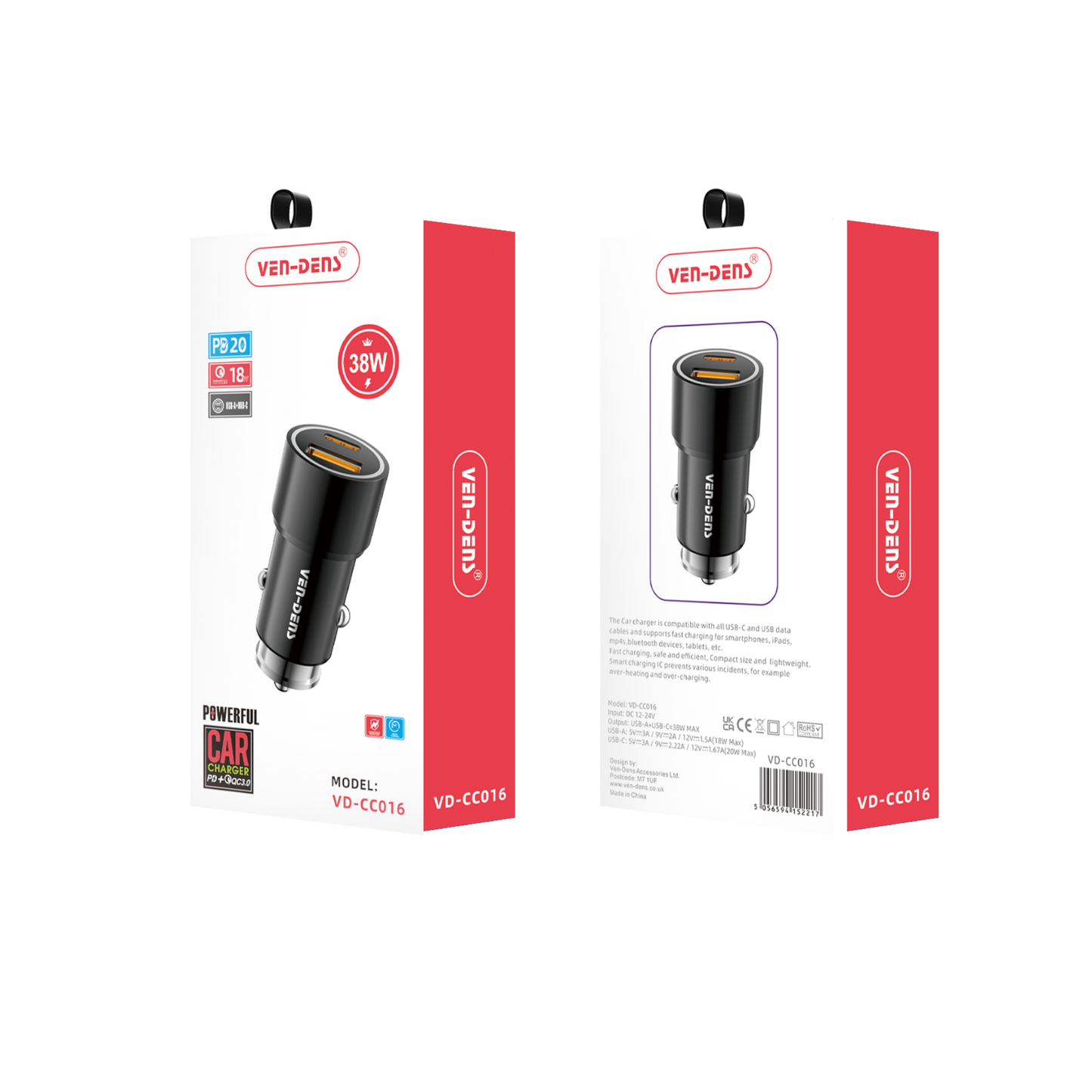 38W Dual Port Fast Charging Car Charger Compatible with all Phones