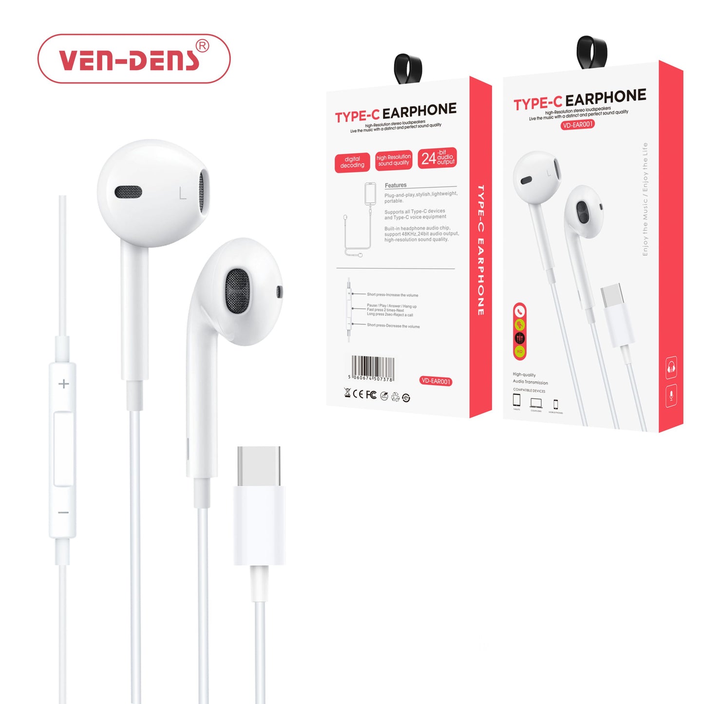 Type-C High-Quality Stereo Surrounded Sound Portable Earphones For Samsung