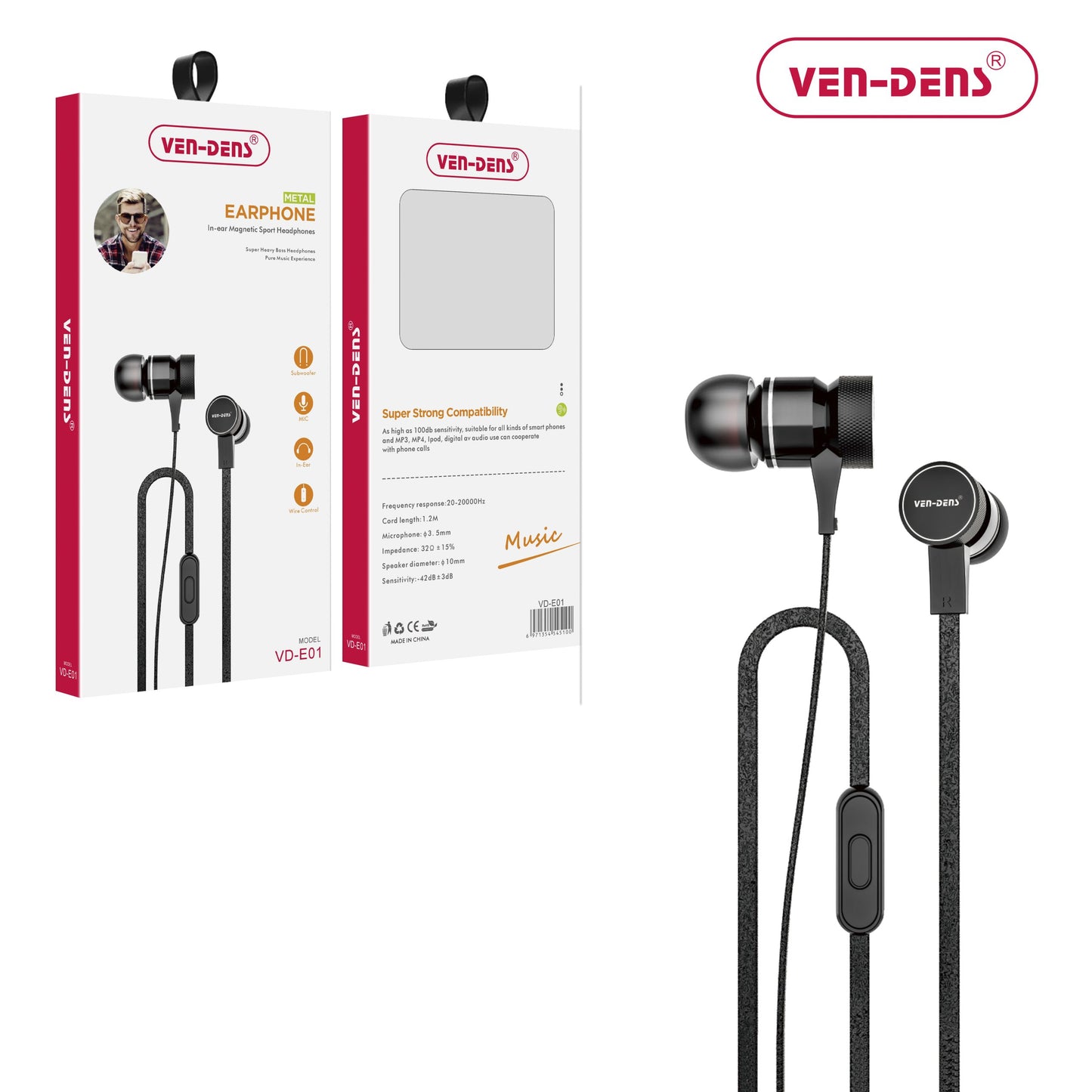 Ven Dens Metal Earphone Sport headphones (VD-EAR003)