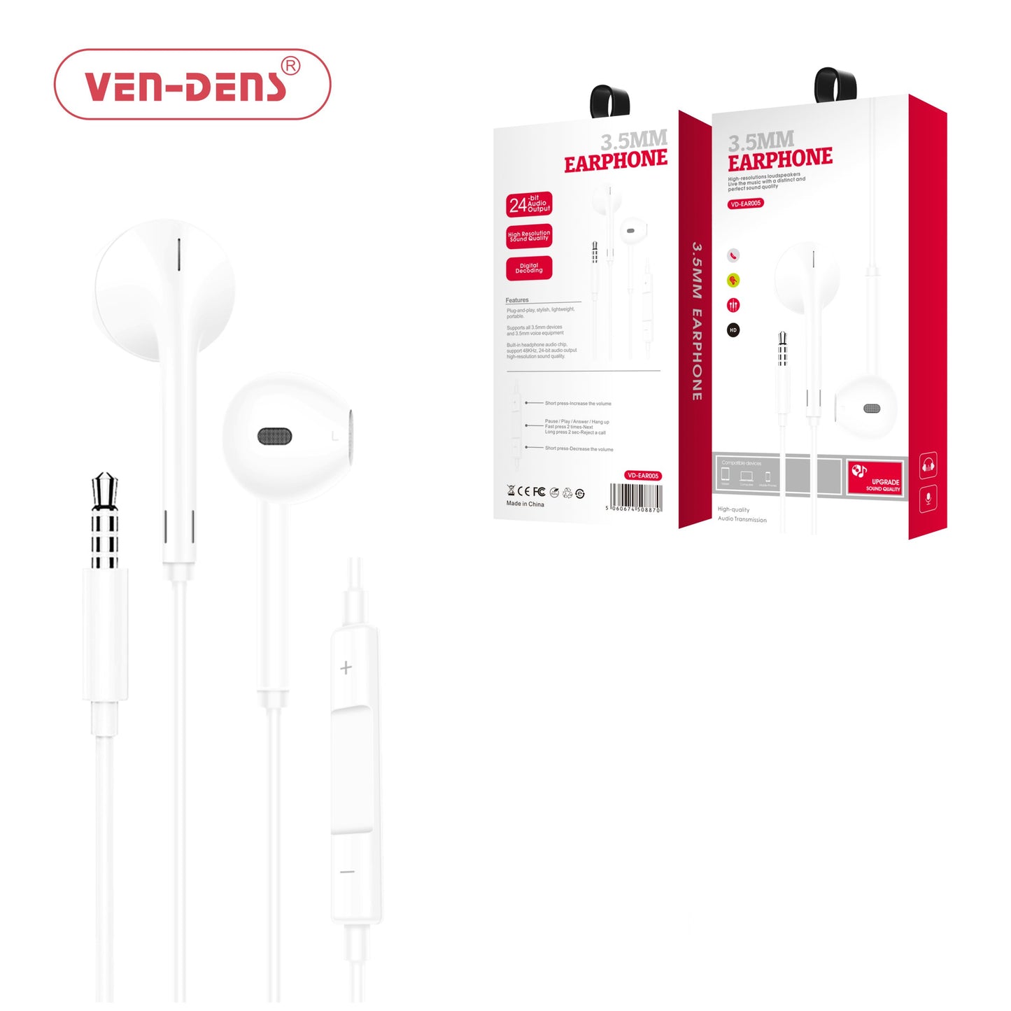 3.5MM Audio AUX Headphones With High-Quality Sound For iPhone, Samsung