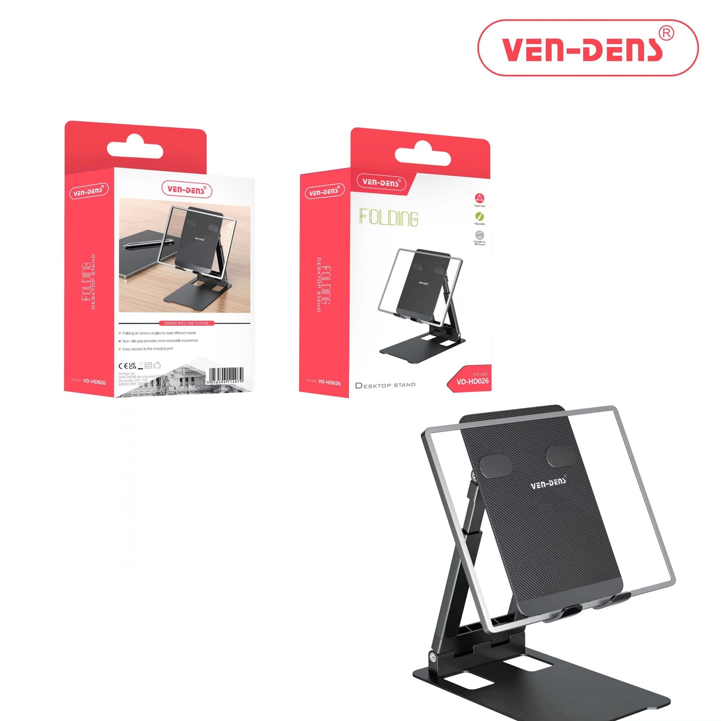 Portable Stand Foldable Desktop Tablet Holder For Desk, Tables, iPads, MacBook