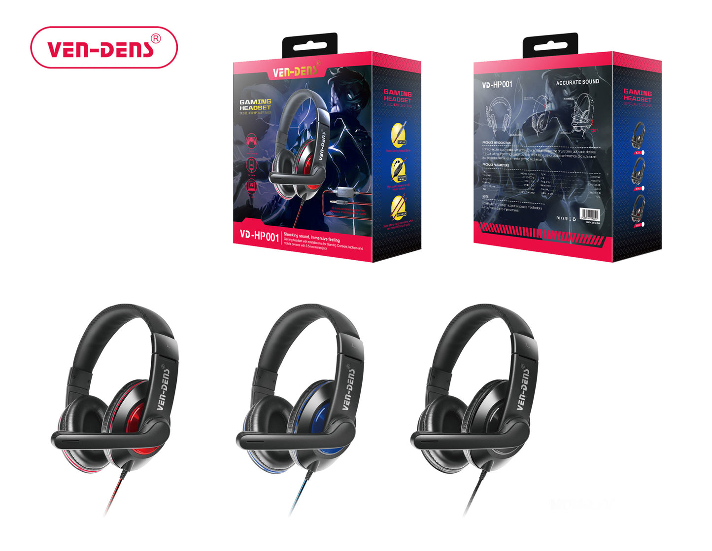 Wired Gaming Headphones Stereo Surrounded Sound With Mic For iPhone, Samsung