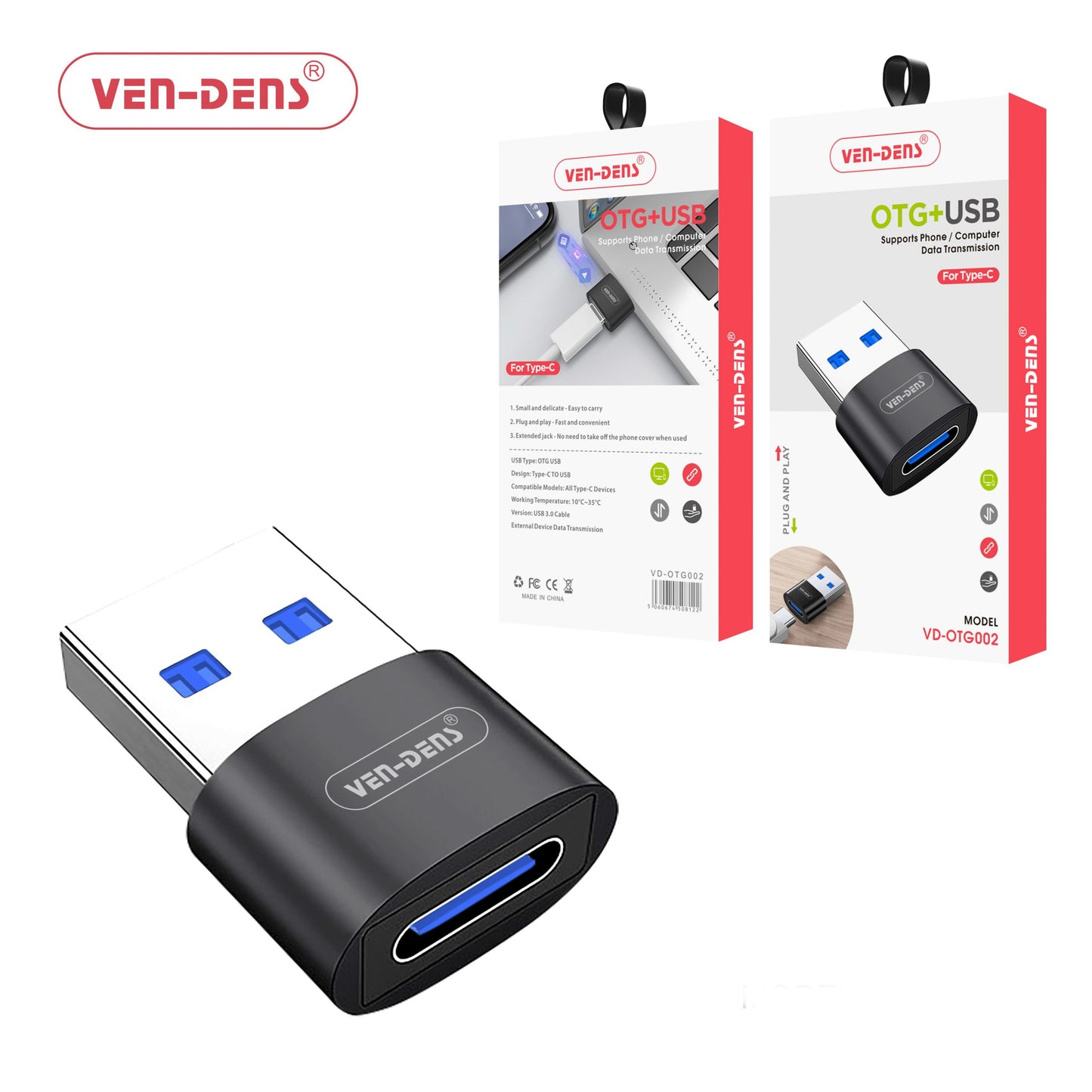 USB Male to Type-C Female OTG High-Speed Adapter to Transfer Data and Charge