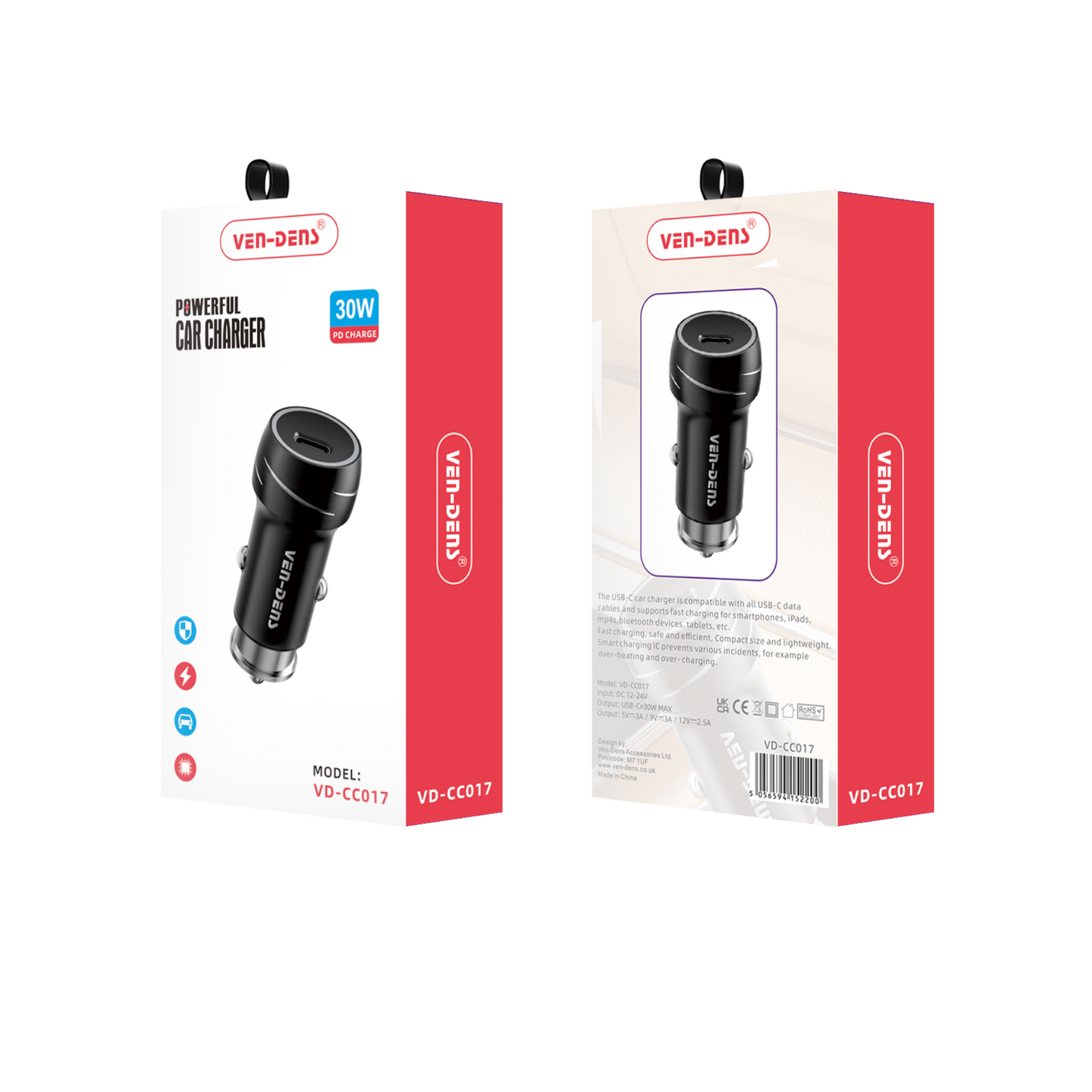 Ven Dense 30w dual port powerful car charger (VD-CC017)