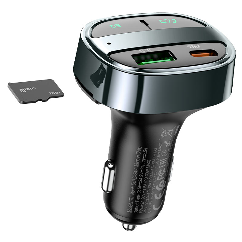 Hoco Car charger “E70” PD30W+QC3.0 with wireless FM transmitter - Virk Tech Solutions