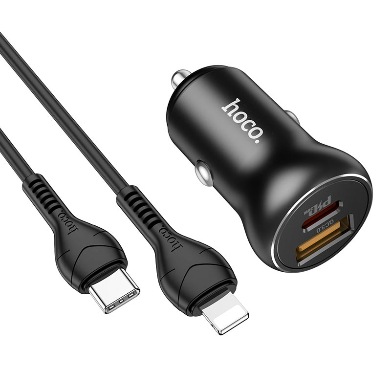 Hoco Car charger “NZ5 Smooth road” PD30W+QC3.0 set with lightnning cable - Virk Tech Solutions