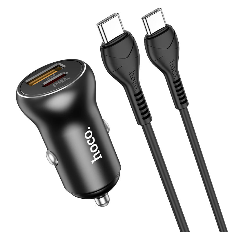 Hoco Car charger “NZ5 Smooth road” PD30W+QC3.0 set with type-C cable - Virk Tech Solutions